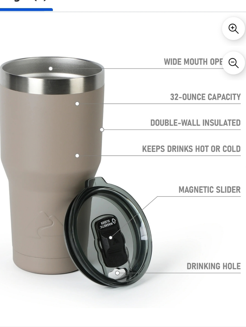 Ozark Trail 32 Oz Insulated Stainless Steel Tumbler Tan Light Brown Travel - Picture 16 of 17